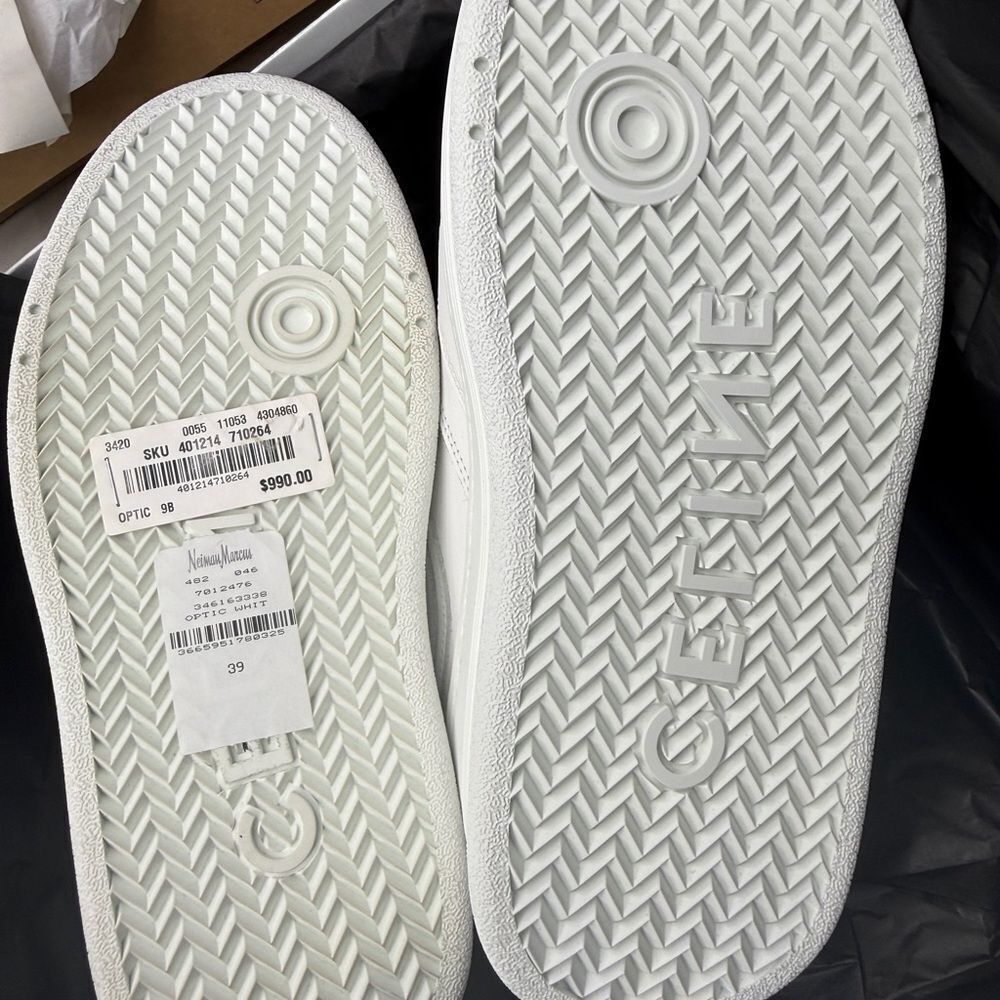 CELINE BLOCK SNEAKERS 50mm WEDGE OUTSOLE IN CALFSKIN Optic White Size 39 - Picture 9 of 10